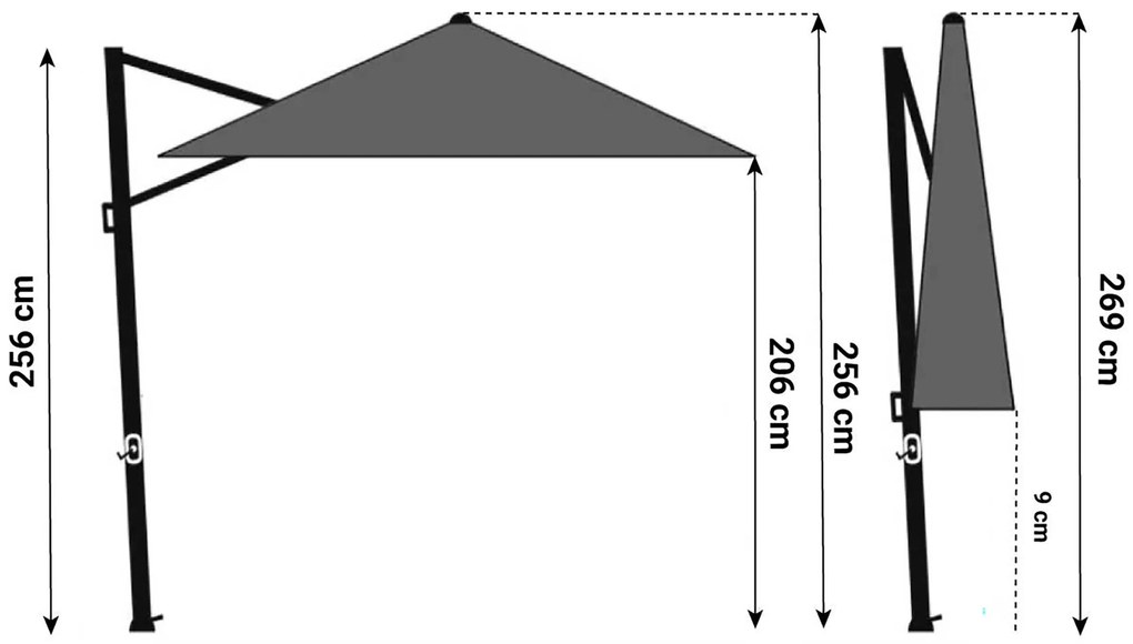 Zweefparasol 3.5m S2 Excellent (incl. voet + hoes) Grijs-antraciet Camello Luna