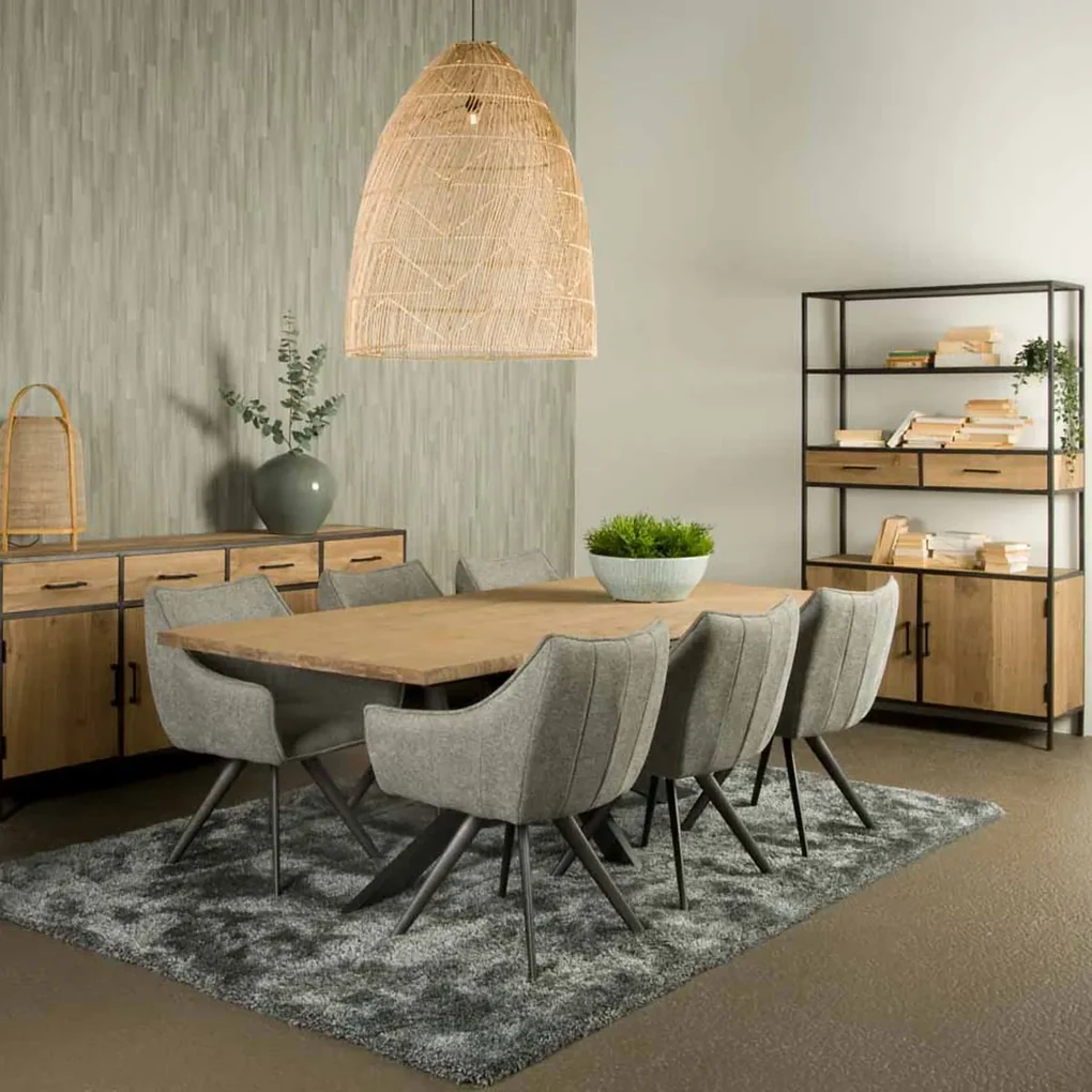 Tower Living Eettafel Spinpoot Gerookt Eiken 240x100 Luna - 240 X 100cm.