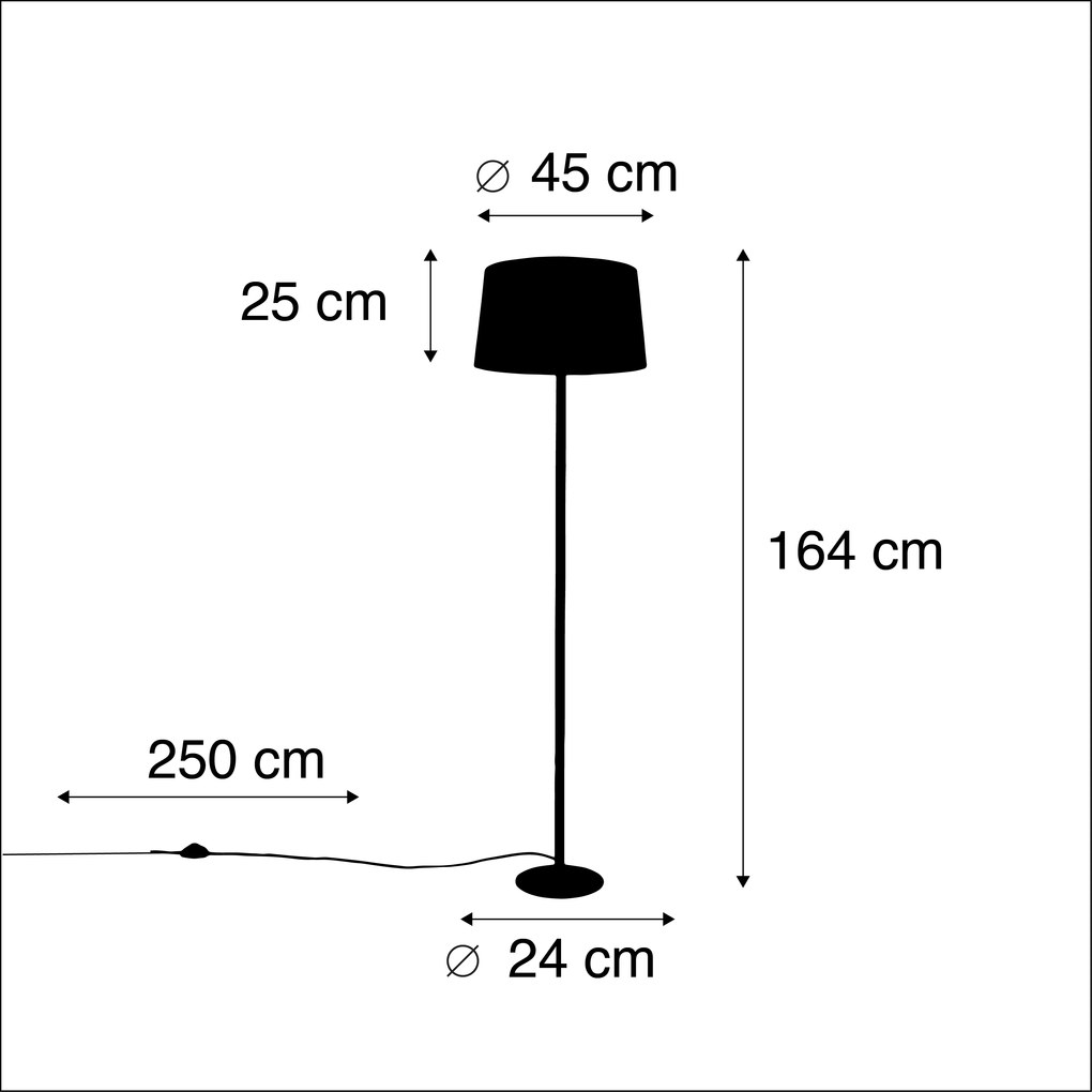 Zwarte vloerlamp met linnen kap wit 45 cm - Simplo