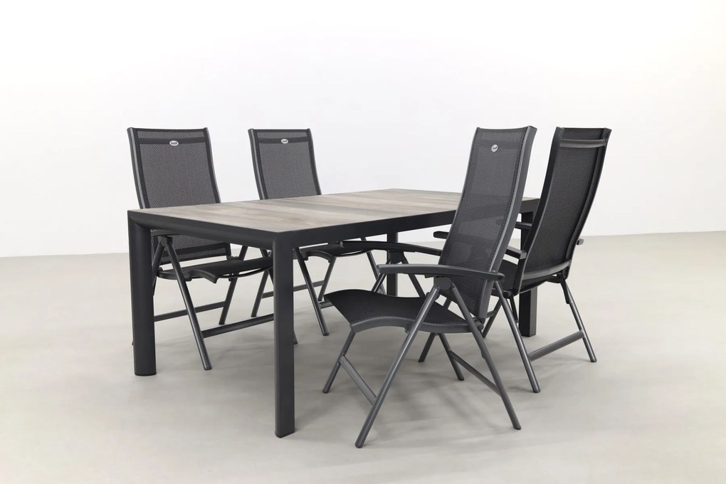 Hartman Salvatore/Kings 4-persoons verstelbare tuinset 180x100 cm. - Antraciet