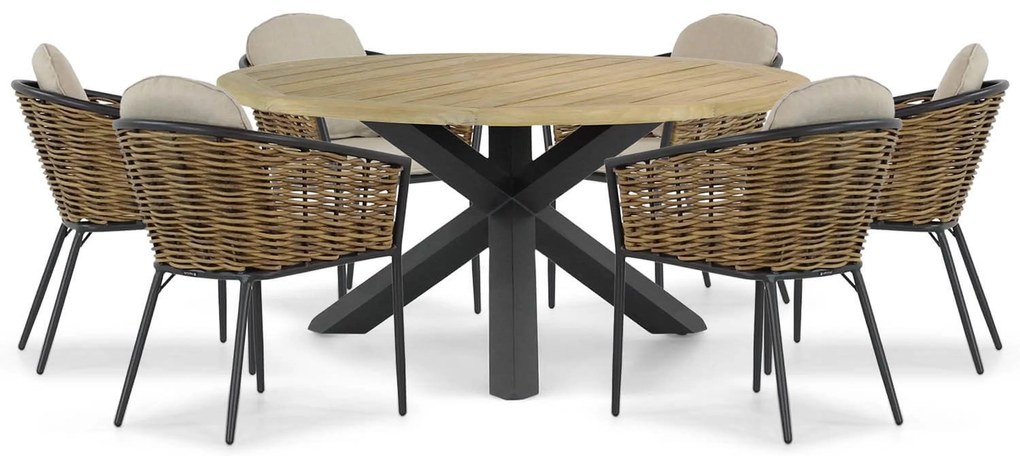Tuinset Ronde Tuintafel 6 personen 160 cm Aluminium/wicker Grijs Lifestyle Garden Furniture Nice/Rockville