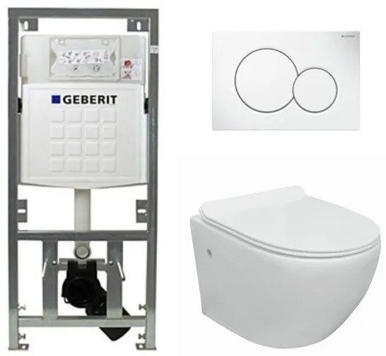 Nemo Go toiletset rimless, geberit inbouwreservoir en zitting diepspoel met bedieningsplaat wit SW48098