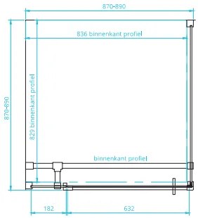 van Rijn ST05 douchecabine mat zwart 90x90cm