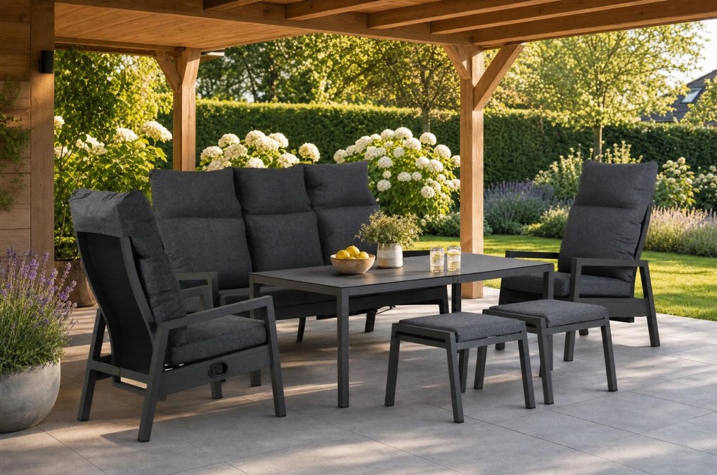 Stoel en Bank Loungeset 7 personen Aluminium Grijs Lifestyle Garden Furniture Venice