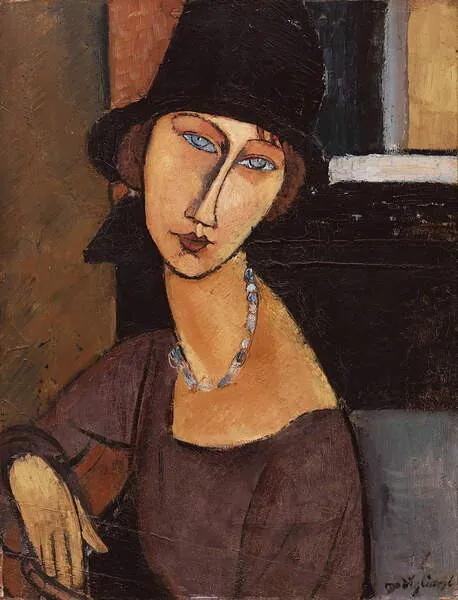 Modigliani, Amedeo - Kunstdruk Jeanne Hebuterne wearing a hat, (30 x 40 cm)