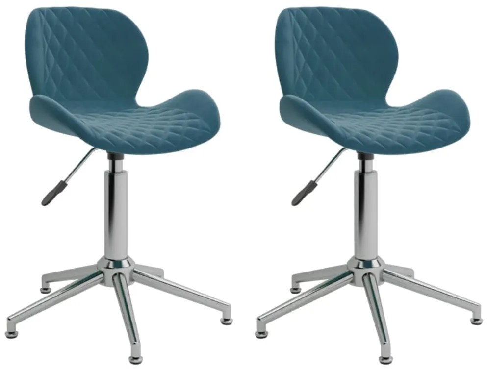 vidaXL Eetkamerstoelen draaibaar 2 st fluweel blauw