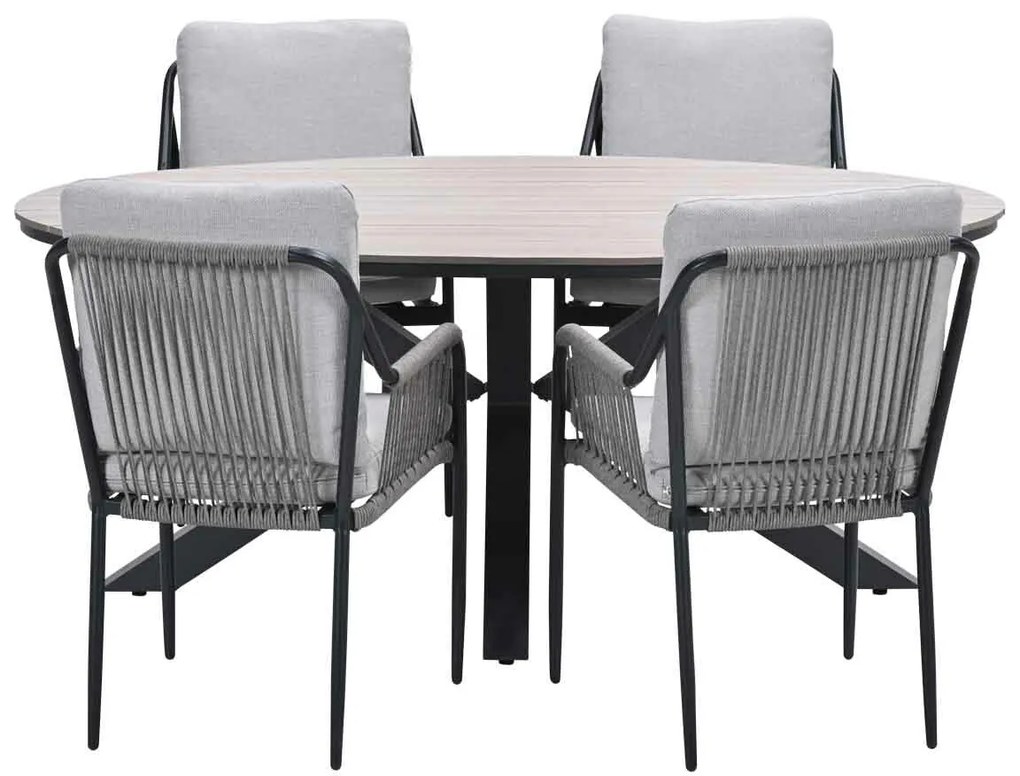 Garden Impressions Stevie tuinset 5-delig taupe - Tulli tuintafel 180x115 cm - light teak vironwood