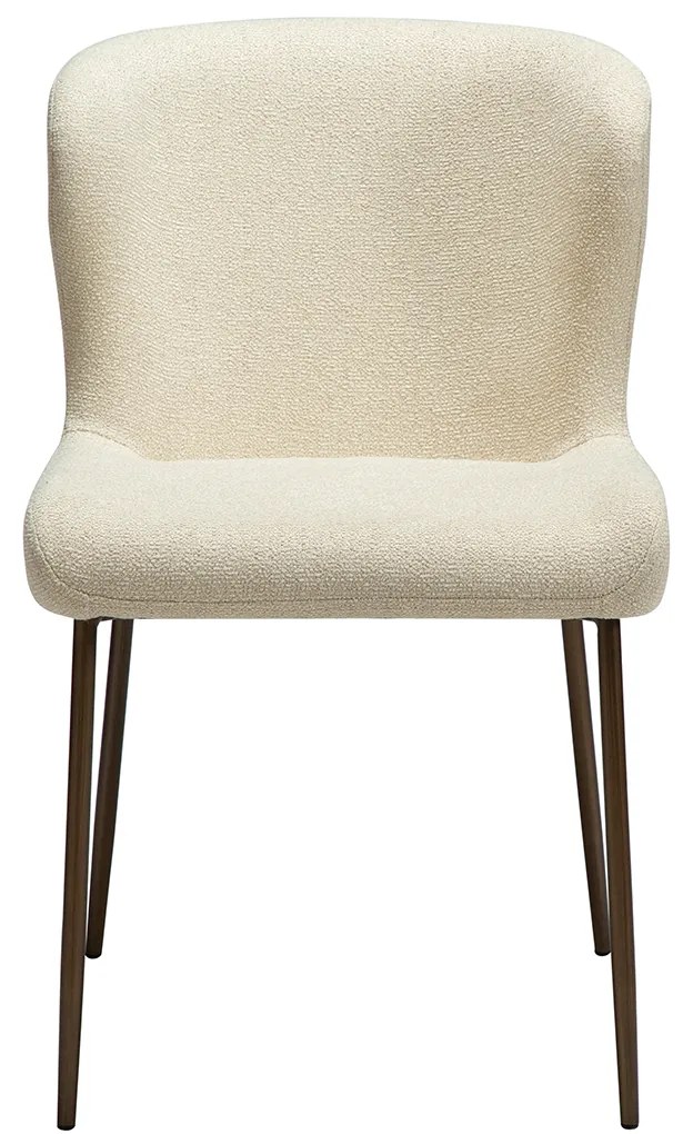 Dan-Form Glam Luxe Eetkamerstoel Boucle Almond Shimmer En Antique Brass