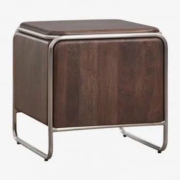 Vierkante Nachtkastje 45x45 Cm Van Acaciahout En Roestvrij Staal Altrex Donker Acaciabruin - Sklum