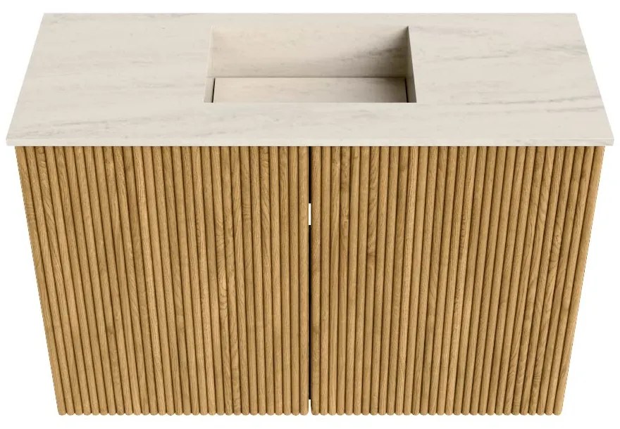 Mondiaz Joya DLux 60cm toiletmeubel oak met wastafel faye midden 1 kraangat meli