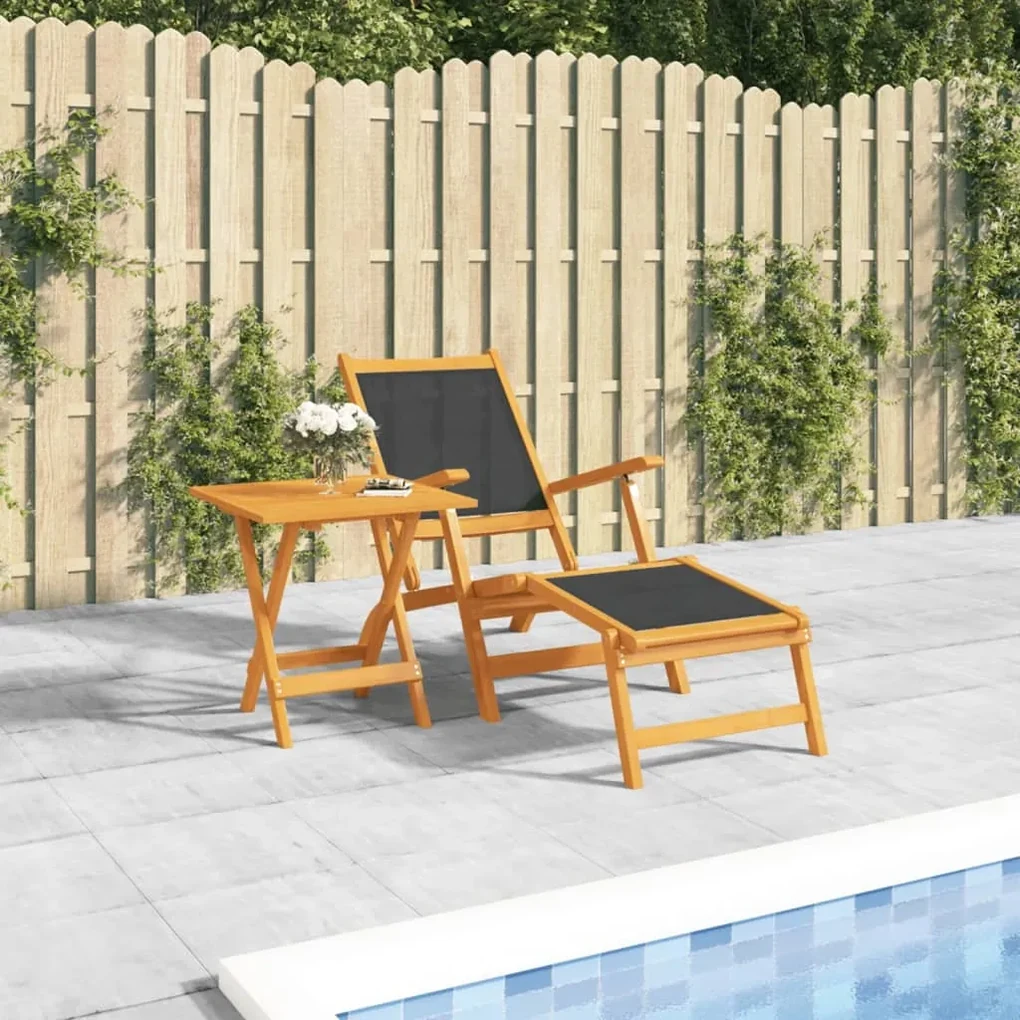 vidaXL Terrasstoel met tafel massief acaciahout en textileen