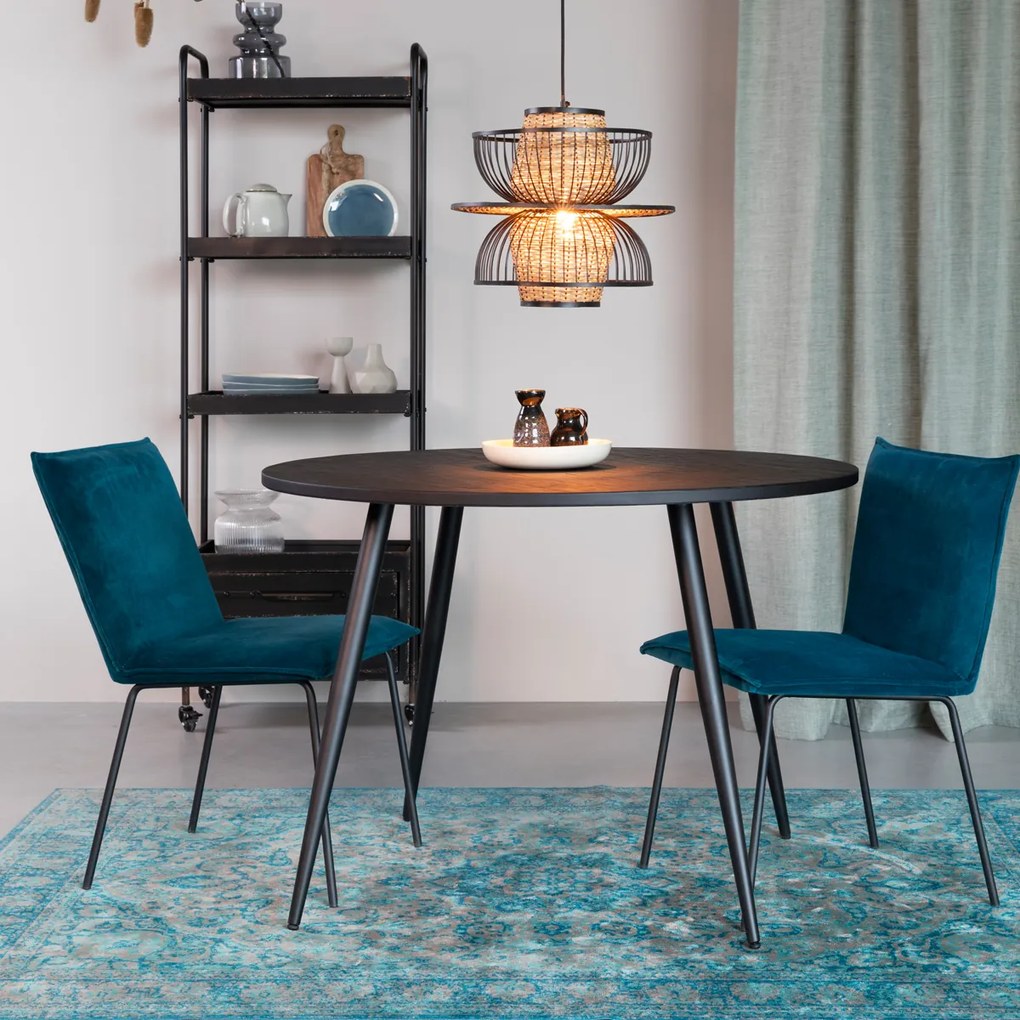 Lavis Mo Ronde Eettafel Zwart Teak Hout - 110 X 110cm.