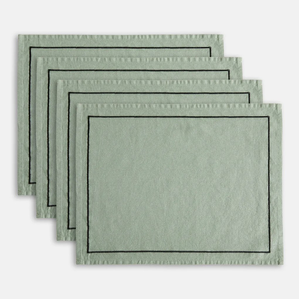Set van 4 placemats gewassen linnen/katoen Métis Bourdon