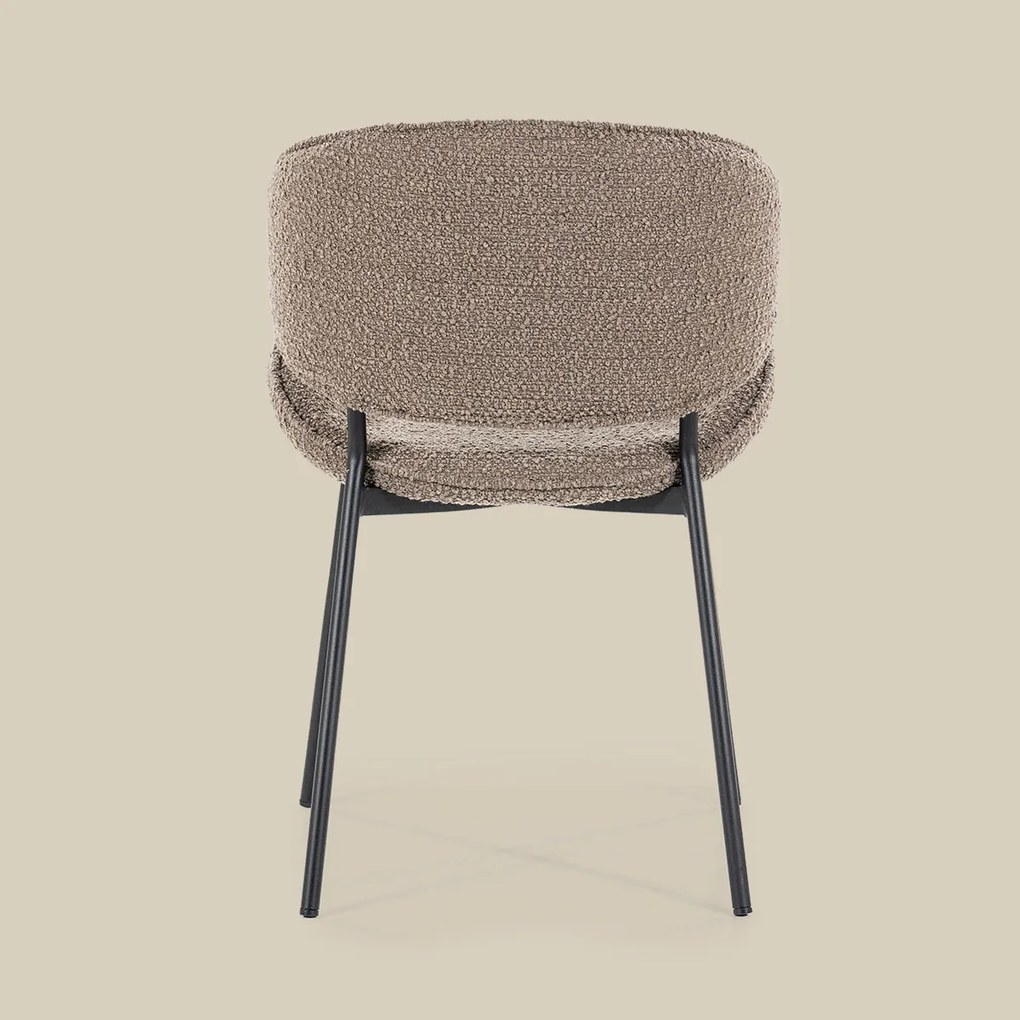 Eleonora Tess Boucle Eetkamerstoel Ronde Rug Bruin