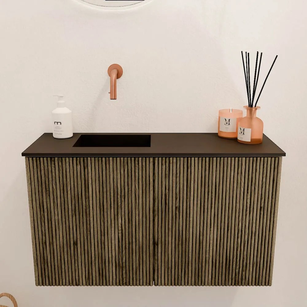 Mondiaz Joya 70cm toiletmeubel dusk met wastafel faye links zonder kraangat urban