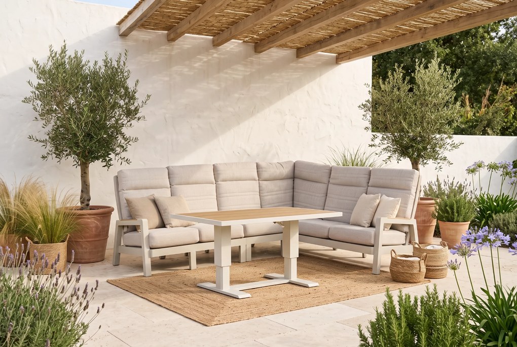 Hoek loungeset 6 personen Aluminium Taupe Lifestyle Garden Furniture Evora