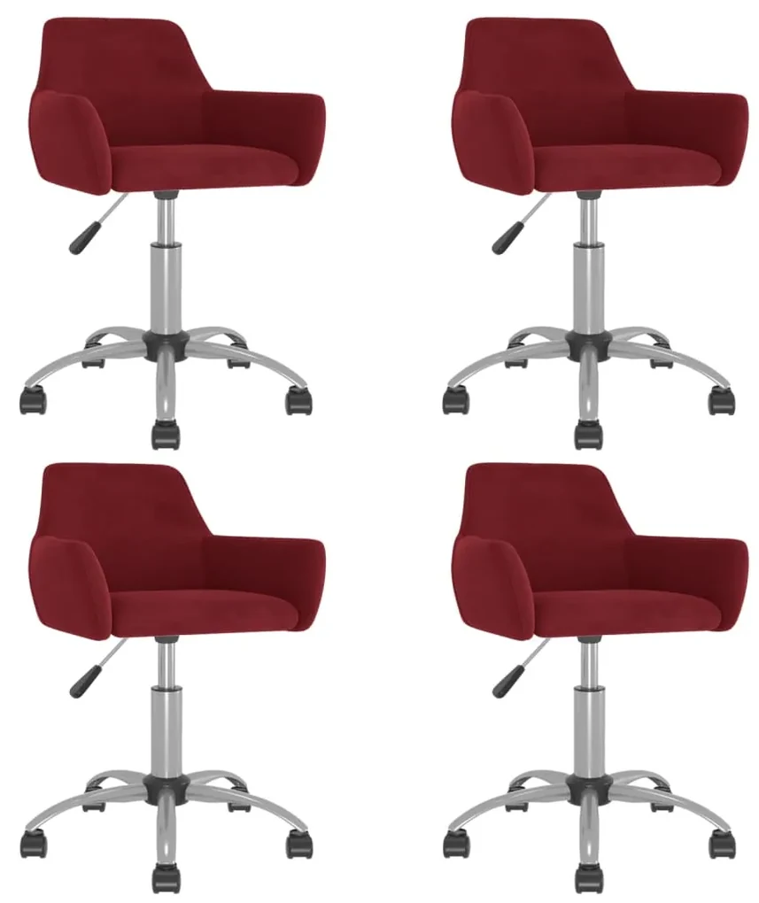 vidaXL Eetkamerstoelen draaibaar 4 st fluweel wijnrood