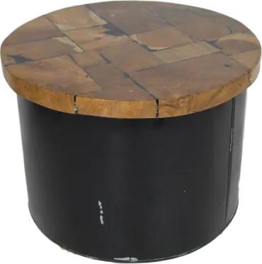 HSM Collection | Salontafel Drum lengte 55 cm x breedte 55 cm x hoogte 40 cm zwart was salontafels resin teak, ijzer tafels | NADUVI outlet