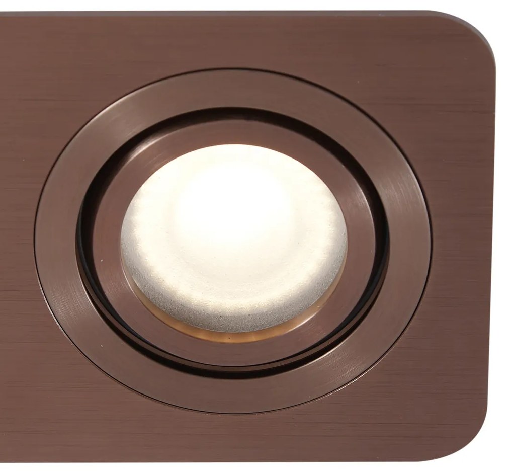 Buitenlamp Set van 6 afgeronde inbouwspots donkerbrons GU10 50mm draai- en kantelbaar IP44 2-lichts - Alberto Modern GU10 IP44 Buitenverlichting Lamp