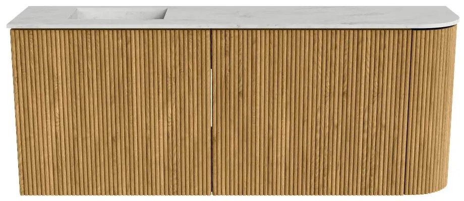 Mondiaz Joya DLux 100cm toiletmeubel ronding rechts oak met wastafel faye links zonder kraangat opalo