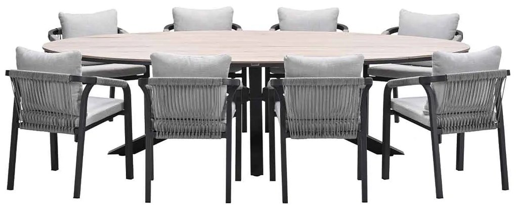 Garden Impressions Tarera tuinset 9-delig - Tulli tuintafel 280x140xH75 cm - light teak vironwood