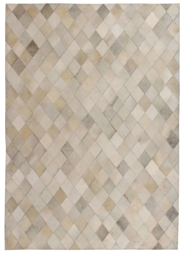 Medina Vloerkleed ruit patchwork 160x230 cm echt leer grijs