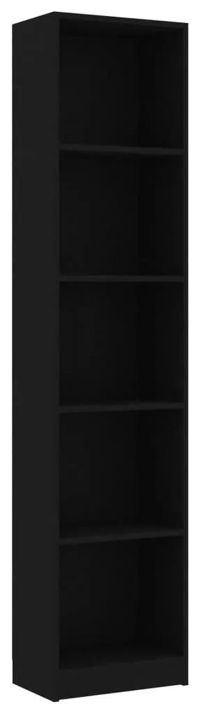 vidaXL Boekenkast met 5 schappen 40x24x175 cm bewerkt hout zwart