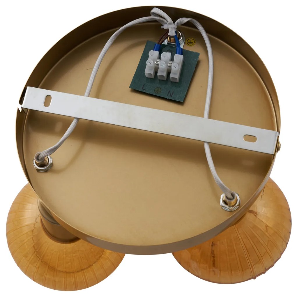 Moderne plafondspot goud met amber glas rond 3-lichts - Teddy