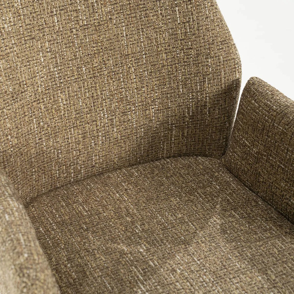 Eleonora Indy Stoel Met Armleuningen Mosterd Geweven Stof