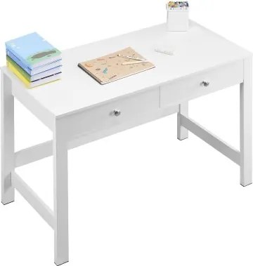 VEVOR Klein bureau met lade voor slaapkamer, eenvoudige houten werktafel om te tekenen, lezen, rechthoekige MDF-werktafel met plank voor kantoor en studeerkamer, wit