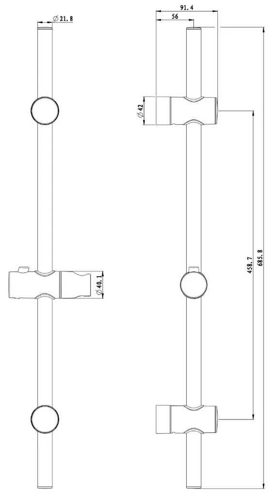 Best Design White Vita glijstang 68cm mat wit