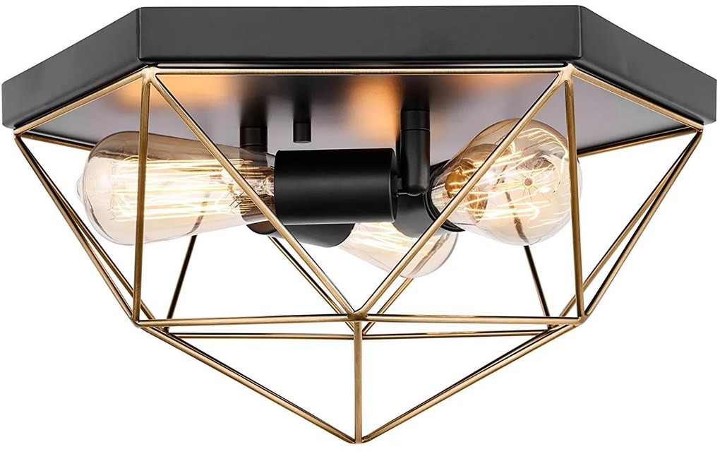 Plafondlamp APP1094-3C zwart goud