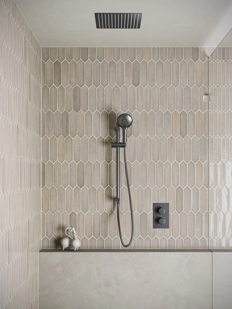 Saniclear Cube inbouw regendouche met inbouw douchekop 30x30cm, glijstang en 2 standen handdouche verouderd ijzer - gunmetal