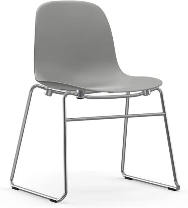 Normann Copenhagen Form Chair Stapelbare Stoel Met Chroom Onderstel Grijs