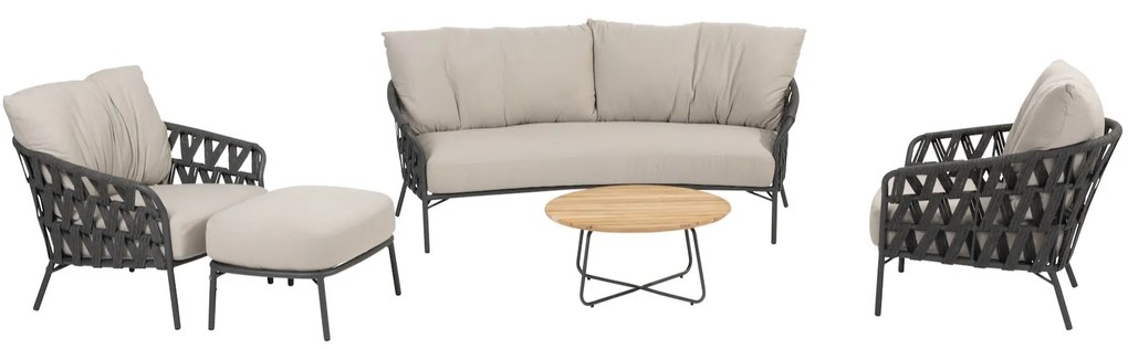 Albareto stoel bank organische loungeset 5 delig antraciet rope Taste 4SO