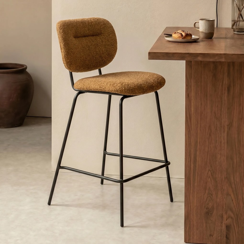 Moderne Barkruk Okergeel Boucle
