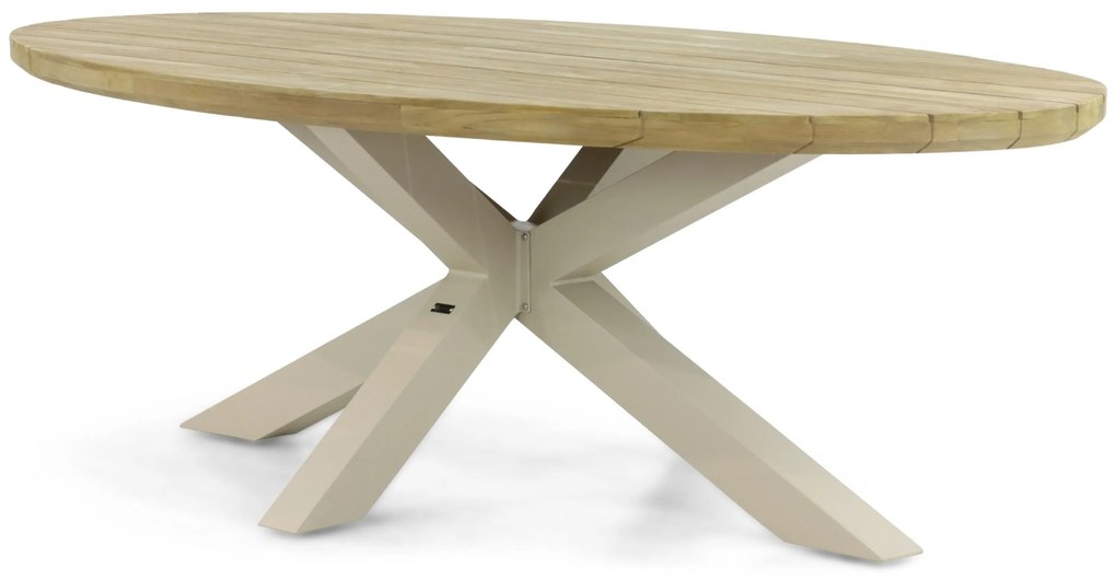 Dining Tuintafel ovaal 240 x 120 cm Aluminium/Teak Taupe Santika Diogo