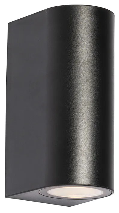 Moderne buiten wandlamp zwart kunststof ovaal 2-lichts - Baleno