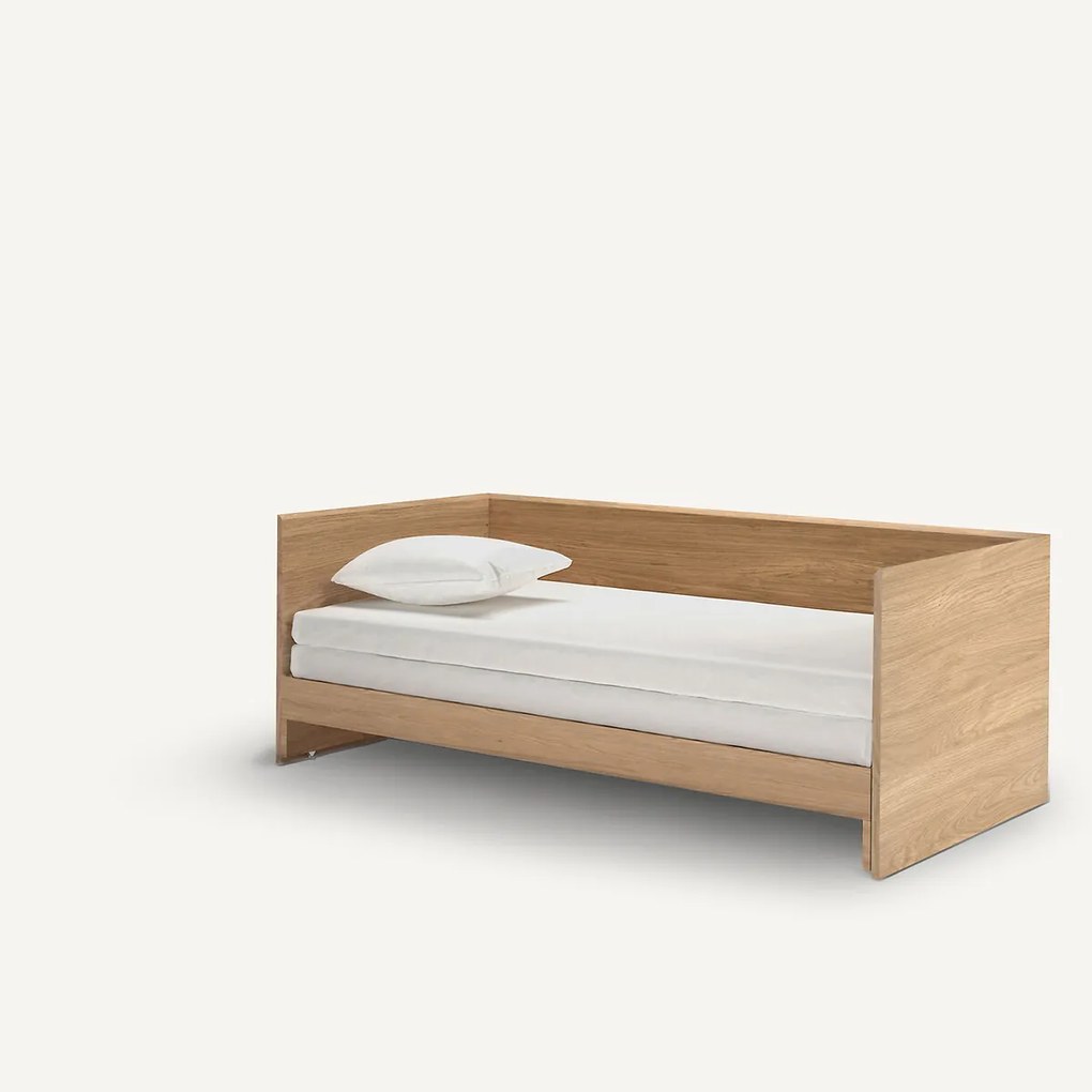 Uitschuifba bankbed in eikenfineer, Working