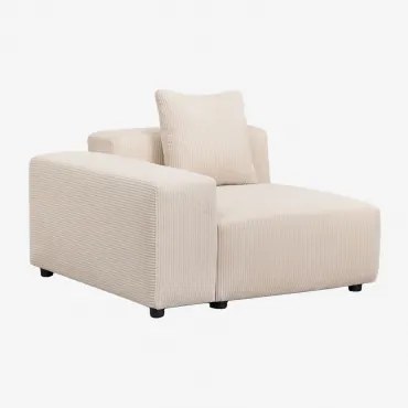 Linker Hoekmodule 115x113 Cm Met Lage Armleuning En Kussen Voor Modulaire Bank Bruna Linnen Fluweel Linnenbeige - Sklum