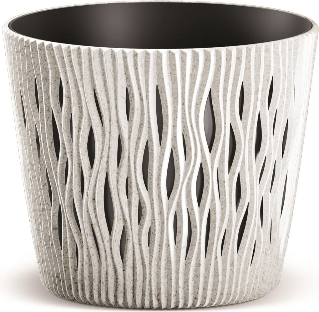 Prosperplast Sandy Round Eco Wood Bloempot - ECO Wit -Ø 19 cm - Met echt hout