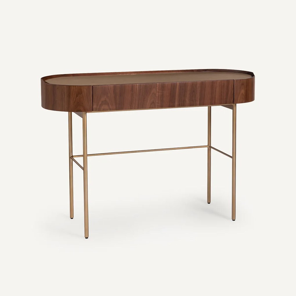 Bureau-wandtafel notenhout/leer, Aslen