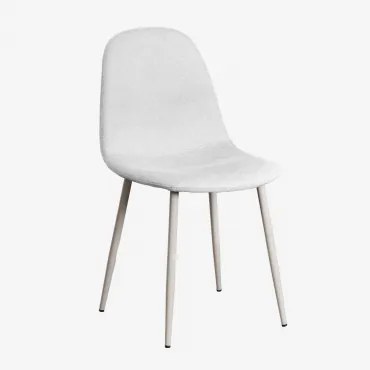 Set Van 4 Eetkamerstoelen In Stof En Staal Glamm Deluxe Grijs – Taupe – Koel & Stof Gebroken Wit - Sklum