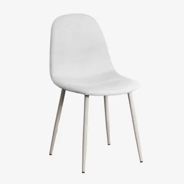 Set Van 4 Glamm Deluxe Eetkamerstoelen Grijs – Taupe – Koel & Stof Gebroken Wit - Sklum