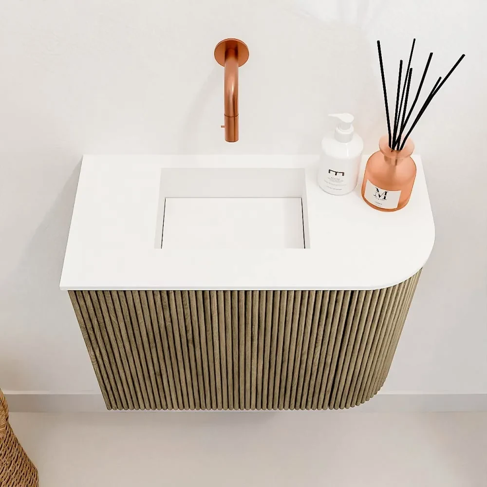 Commode Ronding Inkomhal Mondiaz Joya 50cm toiletmeubel ronding rechts dusk met wastafel faye ...