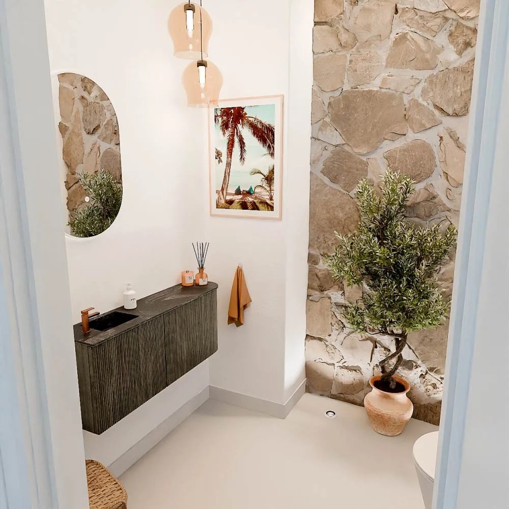 Mondiaz Joya DLux 100cm toiletmeubel ronding rechts shadow met wastafel faye links 1 kraangat lava
