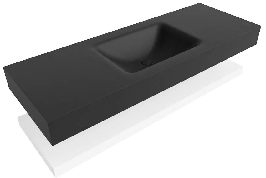 Zaro Alan badmeubel 130cm met planchet talc en vrijhangende wastafel cloud midden zonder kraangat urban