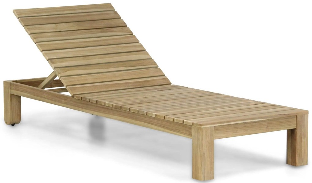 Santika Furniture Santika Arlington Lounger Met Green Kitsilano Kussen Teak Old Teak Greywash