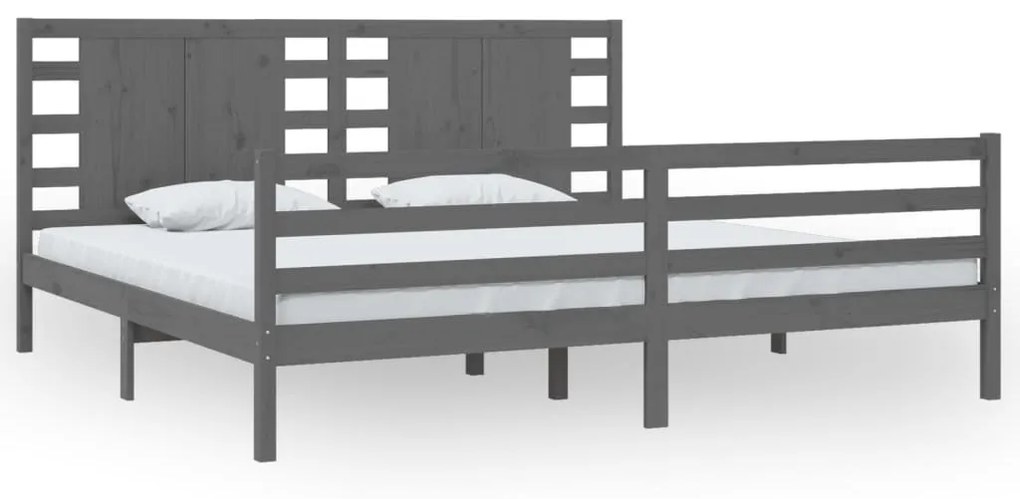 vidaXL Bedframe massief grenenhout grijs 200x200 cm