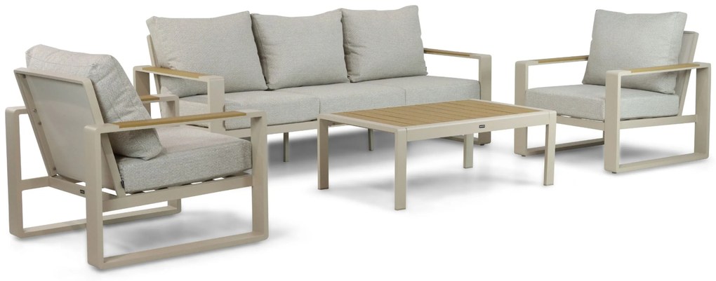 Stoel en Bank Loungeset 5 personen Aluminium/Polywood (teakfinish) Taupe  Lifestyle Garden Furniture Lezo